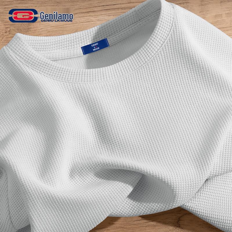 GENIOLAMODE Men s Waffle Knit Long Sleeve T-Shirt 2XL