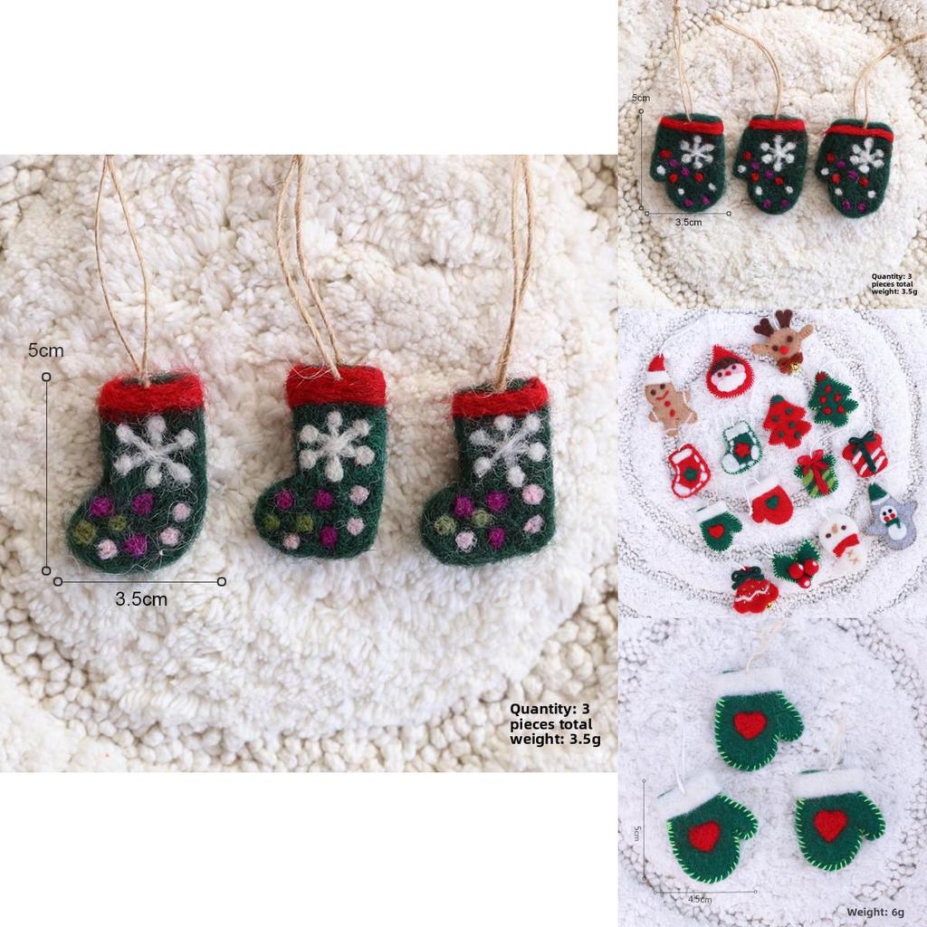 Christmas Tree Wool Felt Ornaments With Cartoon Design For Holiday Decor