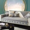Solid Color Chinese Embroidery Sofa Cover Grey Chenille All Season Anti Slip Sofa Cushion Fully Covered Dust-proof Sofa Towel