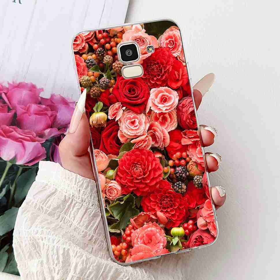 For Samsung Galaxy J6 2018 SM-J600F Case Fashion Girl New Flowers Soft Silicone TPU Cover For Samsung j6 J6 2018 Phone Shell