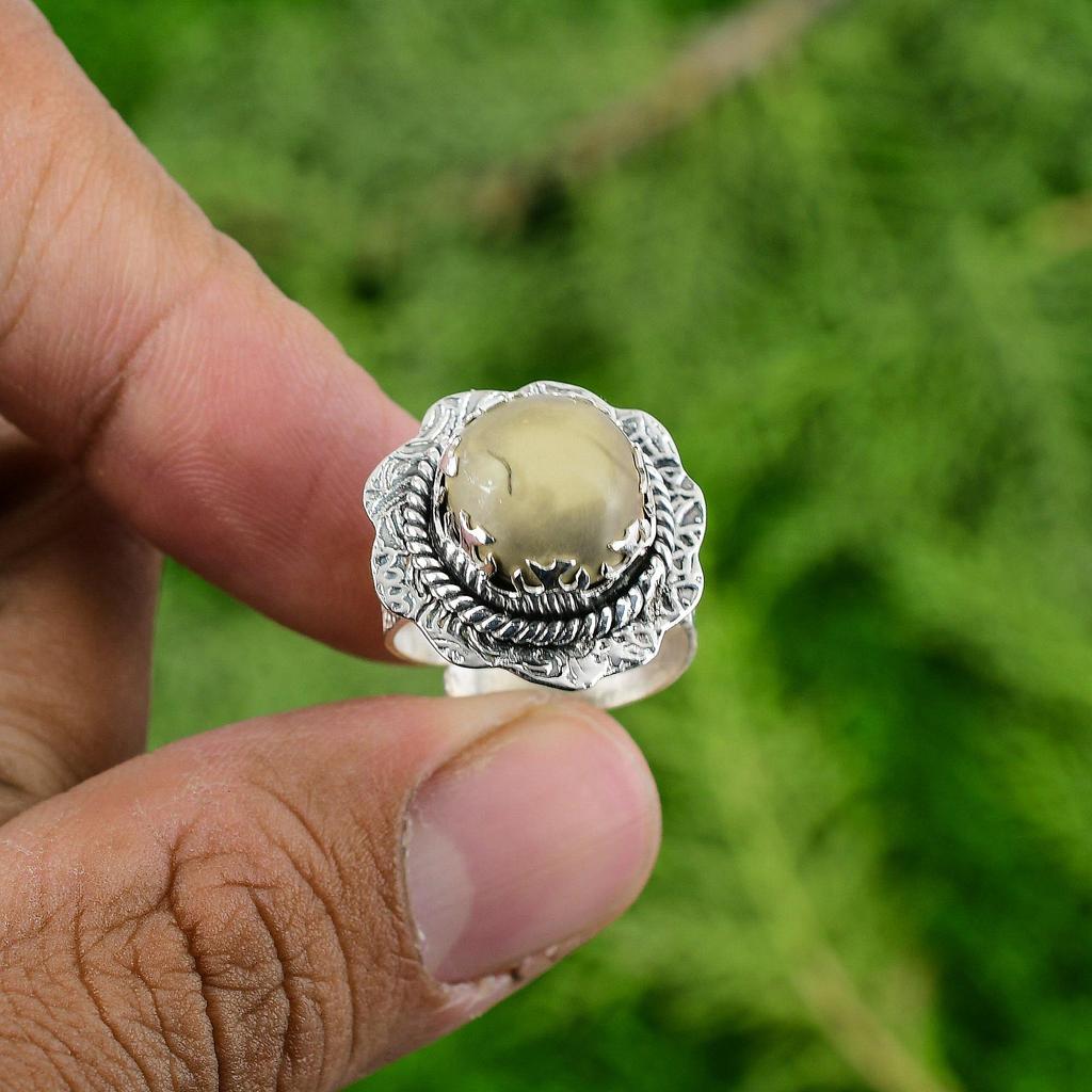 Mothers day Deal Imperial Jasper Gemstone Sterling Silver Stackable Bezel Ring
