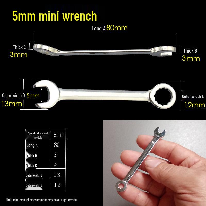 Mini Metric & Imperial Wrench Set 4-11mm Box/Open End