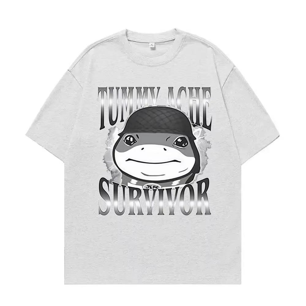 Funn Tummy Ache Survivor Jeff The Land Shark Helmet Meme T Shirts Men Women Fashion Humor Vintage Short Sleeve Oversized Tshirt
