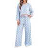 Womens Polka Dot Casual Two-Piece Set With Multiple Pockets Long Sleeve Hoodie Pants Soft Stretch Fabric