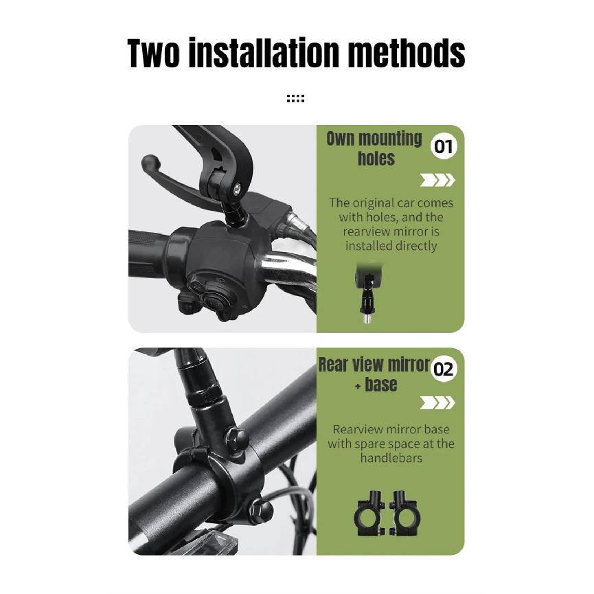 1 Pair Bicycle Rear View Mirror Bike Cycling Clear Wide Range Back Sight Rearview Reflector Rotate 360 ° Adjustable Handlebar