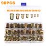 90/220/300pcs M3 M4 M5 M6 M8 M10 M12 Carbon Steel Rivet Nuts Zinc Plated Blind Threaded Insert Nutsert Cap Flat Head Rivet Nuts