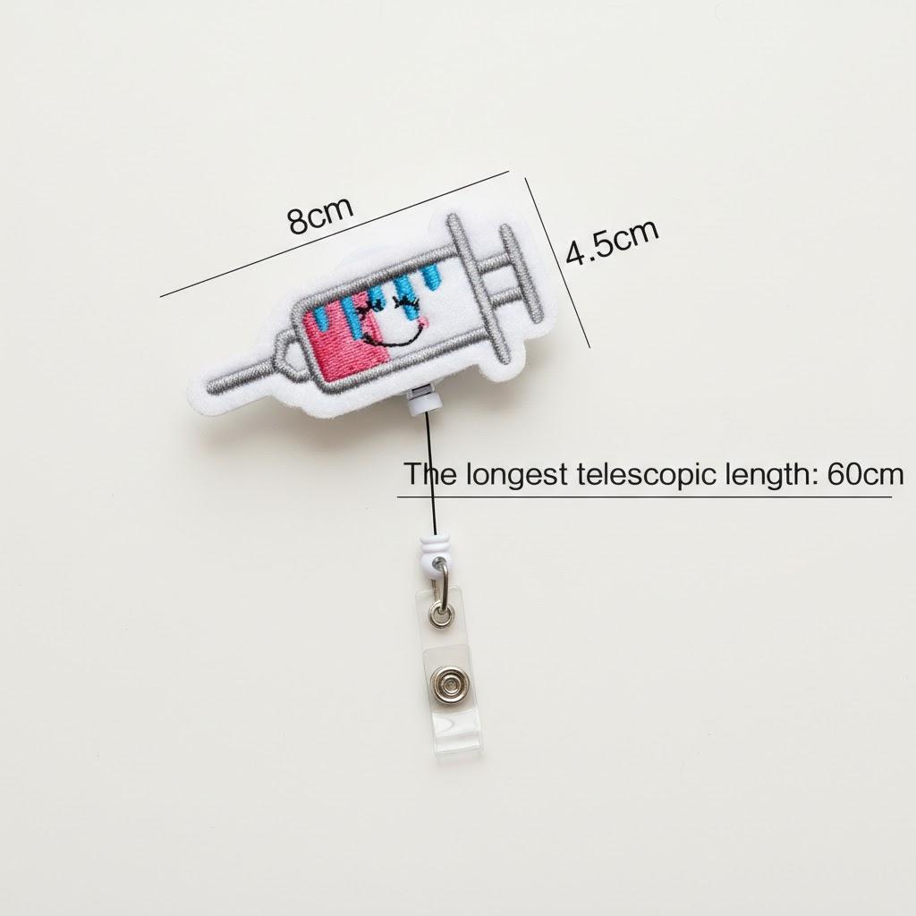 

Adorable Embroidery Patch Badge Reel Retractable Lanyard for Medical Staff Students Office Workers