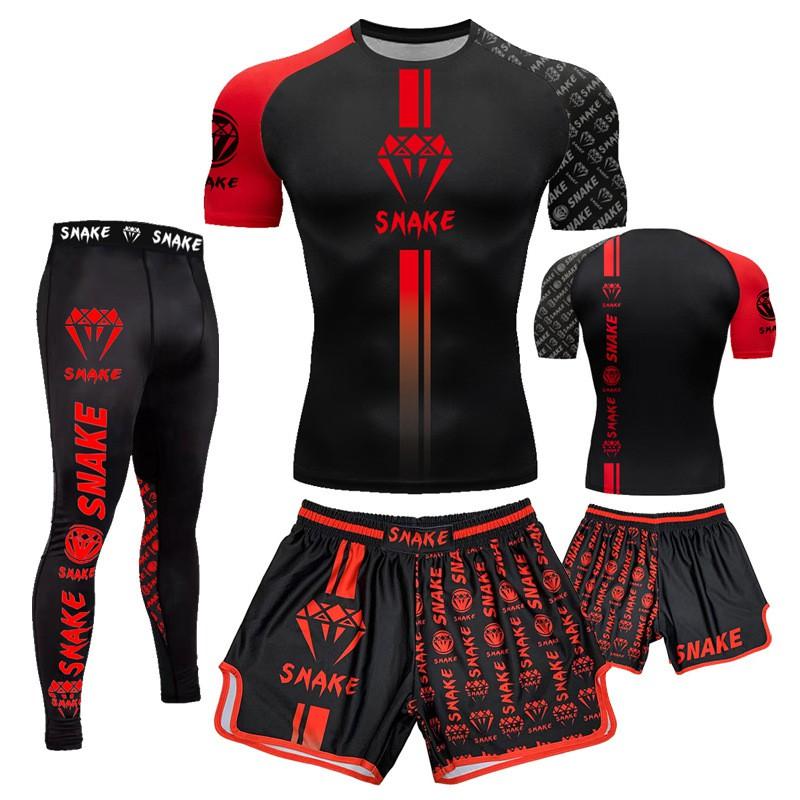 Mens Quick Dry UFC Boxing Muay Thai Cycling Jersey Set Breathable Compression Shorts Suit