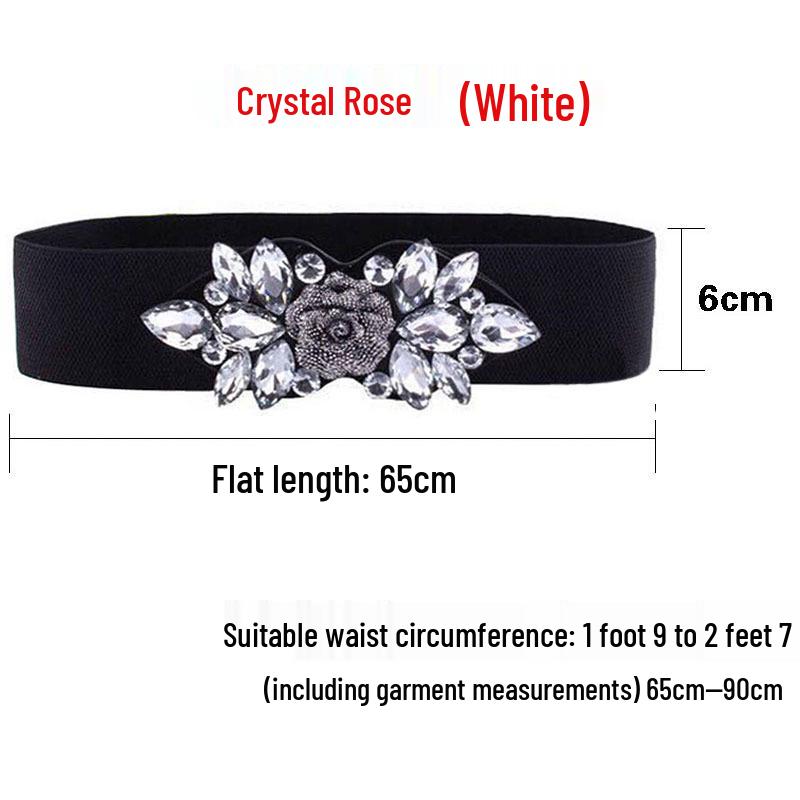 Crystal Rhinestone Elastic Waist Belt for Women's Dresses and Sweaters