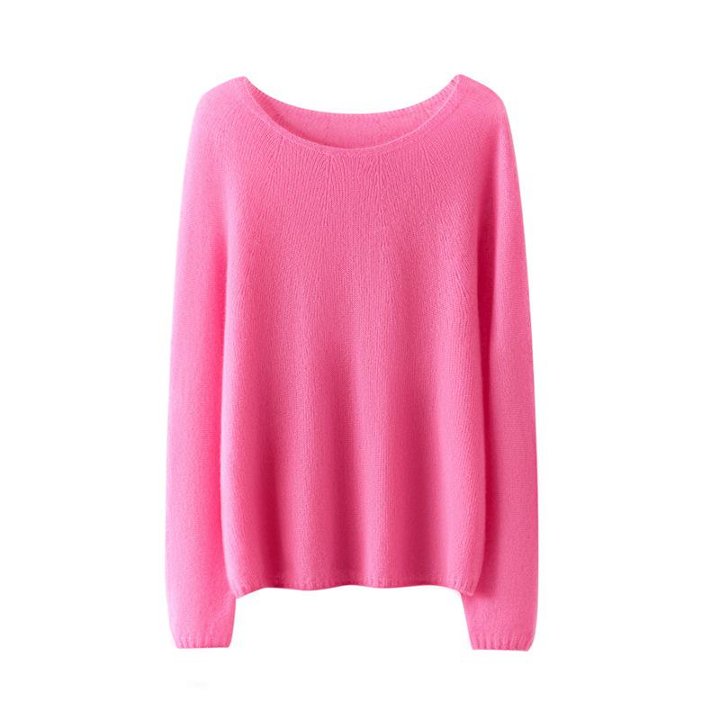 Silk Cashmere Women's Loose Fit Round Neck Sweater - Soft & Fluffy Touch