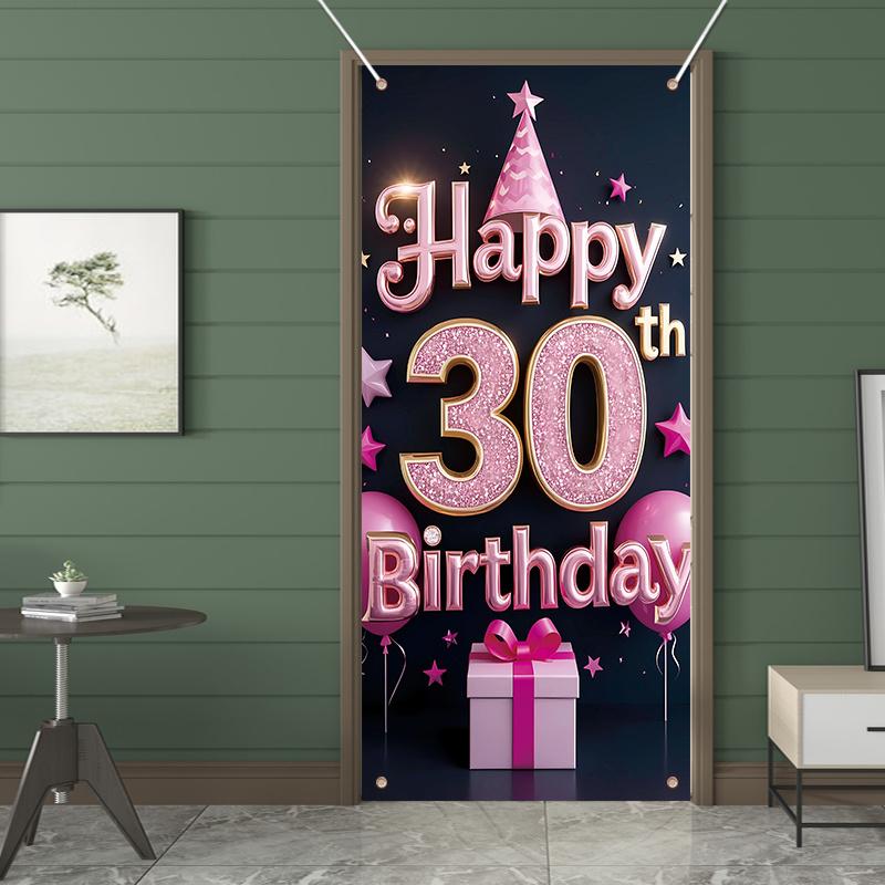 Happy Birthday Door Curtain Eighteenth Gift Friends Mark Home Decor