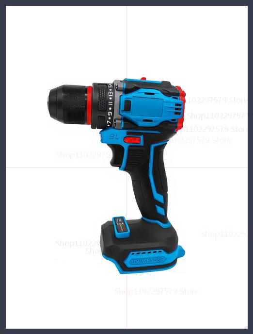 10mm Brushless Cordless Electric Impact Drill Driver 2-Speed Power Tool for Home Renovation Construction 18V Battery No Battery