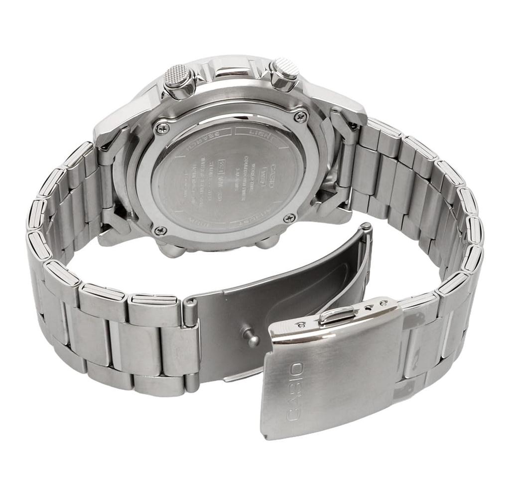 Casio World Time Quartz Watch with Black Metal Overseas Model AMW-880D-1AV Analog-Digital Men's Band, [Used]