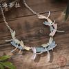 New color painted oil dragonfly flying necklace, summer small fresh lady simple versatile dragonfly necklace