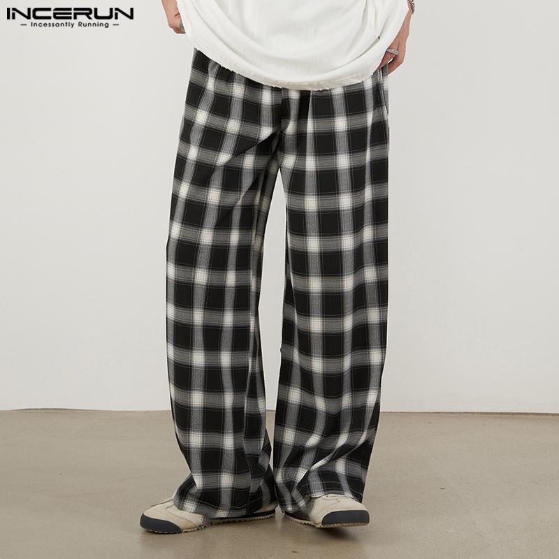 

INCERUN Весенние мужские свободные длинные брюки в сетку на резинке