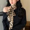 Leopard Small Long Silk Scarf Belts for Women Chiffon Strap Winter Warm Windproof Y2k Irregular Scarf Waste World Punk Party