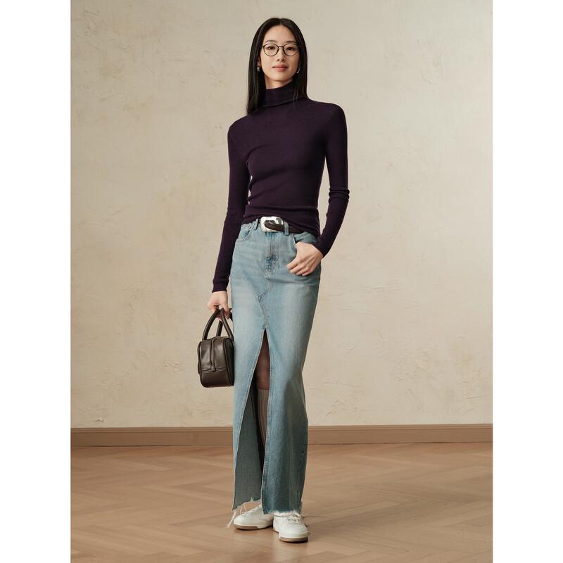 

Anna Kou Women s 100% Wool Slim-Fit Turtleneck Knit Sweater S