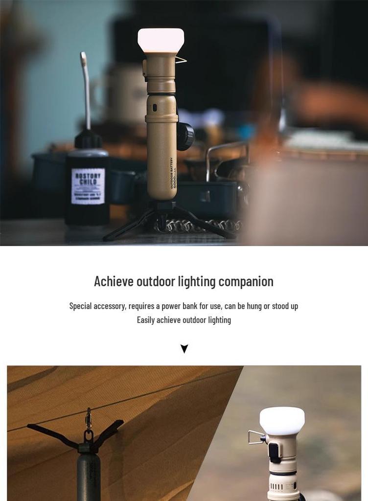 Retro Multifunctional Camping Flashlight: Portable, Long-Lasting Battery, Power Bank, Large Capacity for Outdoor Use
