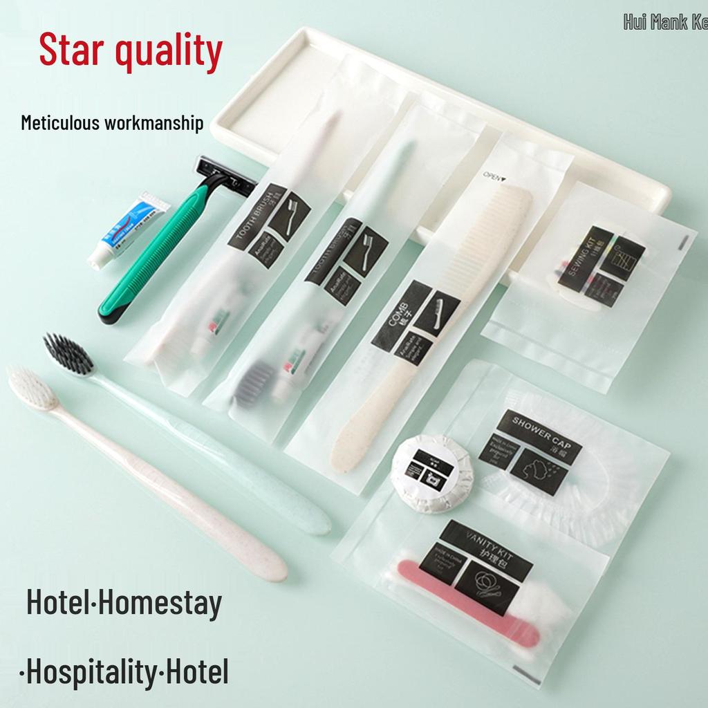 Gästehaus Toilettenartikel Set: Einwegzahnbürste, Zahnpasta, Weichborstenkamm