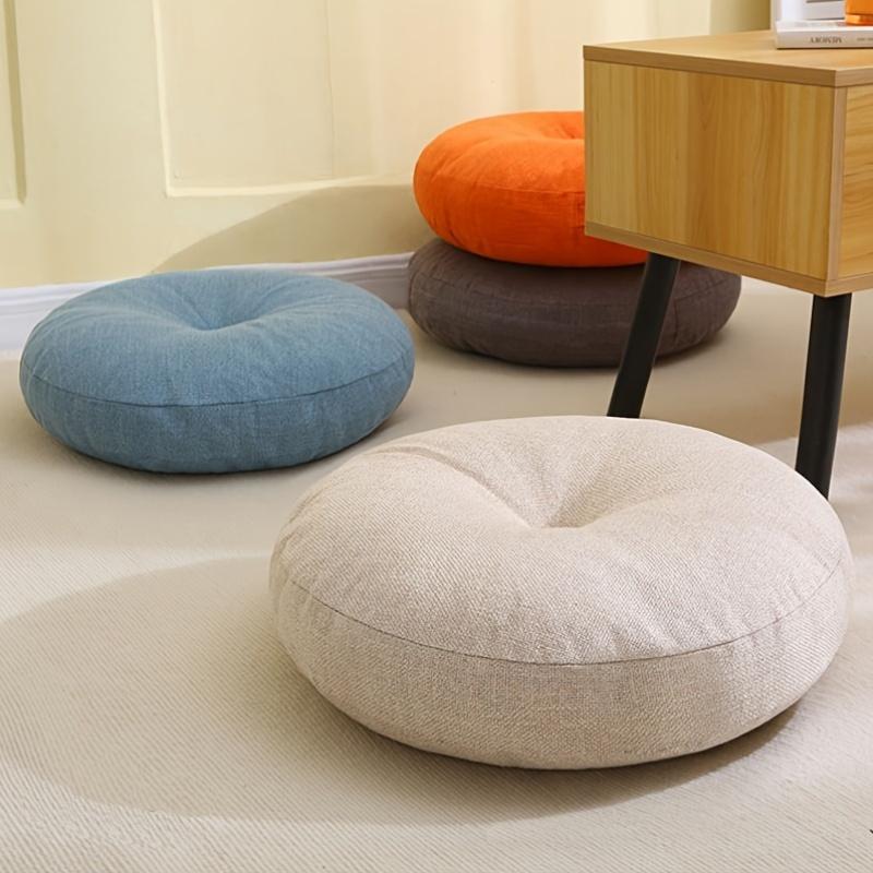 Modern Solid Color Floor Cushion, Round Thick Pillow for Meditation, Yoga & Lounge, Minimalist Decorative Seat for Living Room