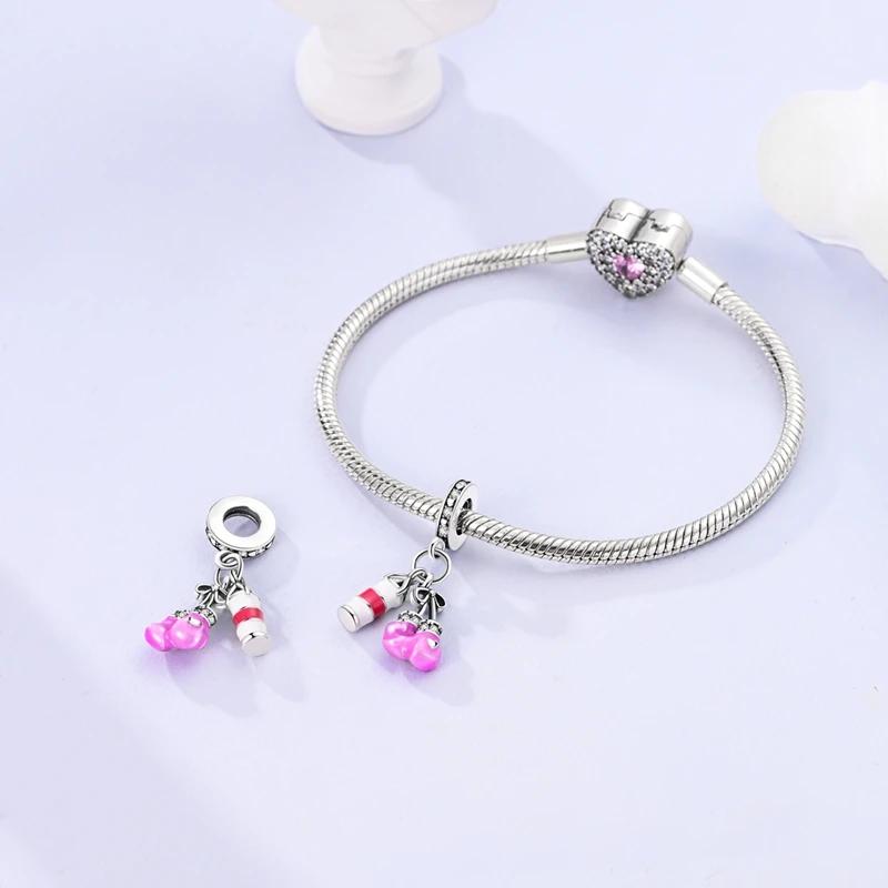 Charms Platapink Boxing Gloves Sandbag Beads Fit Originalbracelets Charms For Women Jewelry Diy Making Gifts