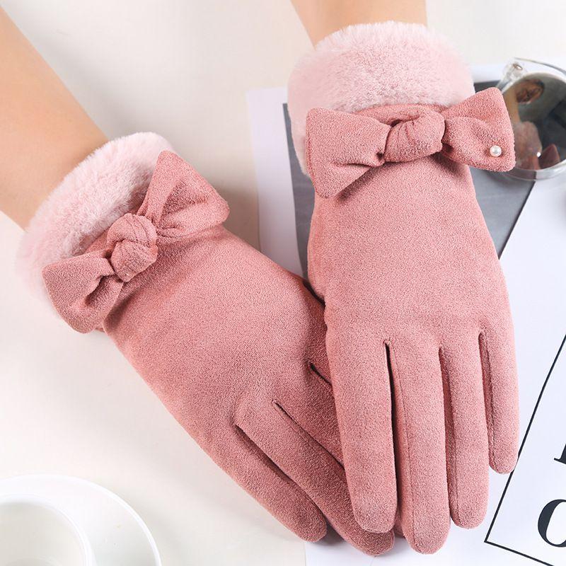

Luxurious Winter Warm Thick Soft Cashmere Touch Screen Gloves For Stylish Women Ladies розовый