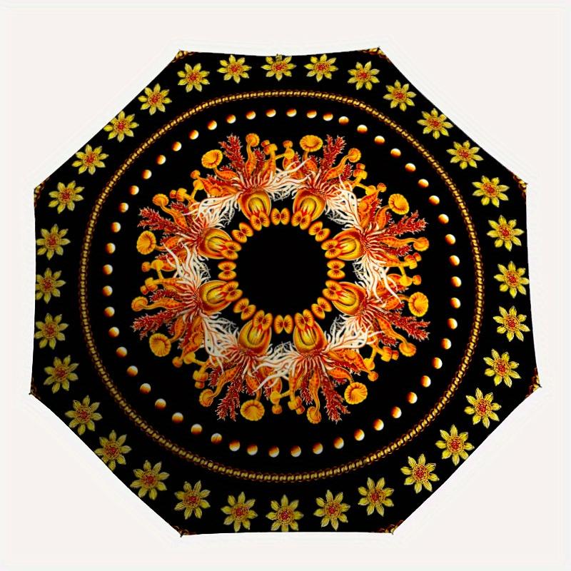 

1pc Floral Mandala Pattern Automatic Opening/closing Umbrella with Auto Open/Close, Perfect Gift for Friends, Durable Plastic Handle yy250801207