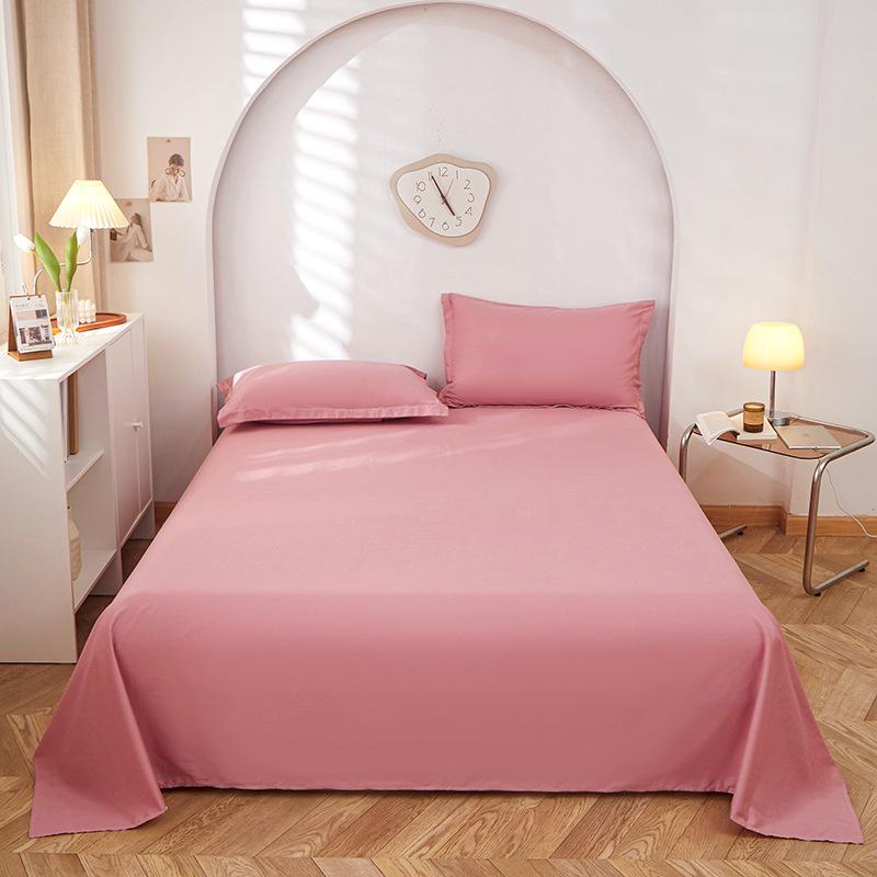 Minimalist Pure Cotton Double Bed Sheet with Pillowcase 200x230cm – Solid Color Design