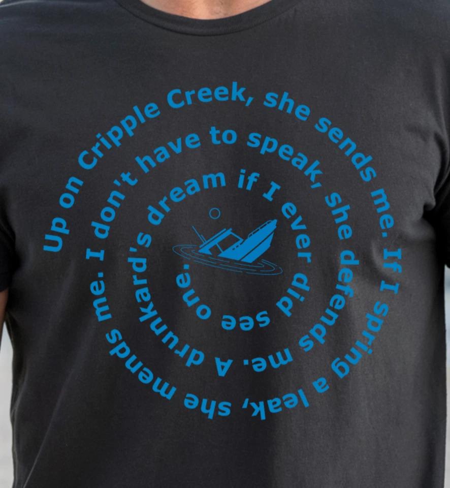 Футболка с текстом песни группы, Классическая рок-футболка, Up On Cripple Creek 3XL
