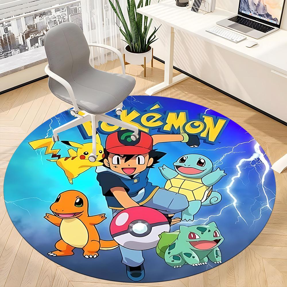 1 stuks Pokemon Personages Kantoor Ronde Vloerkleed, Binnenmat Geschikt Voor Kantoor, Slaapkamer Woonkamer Huisdecoratie, Kamerdecoratie, Offic a0928172