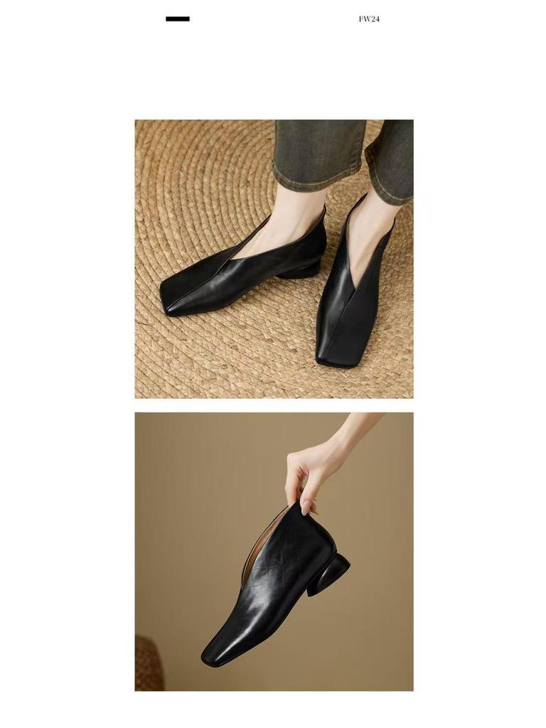 2025 High-End Soft Leather Irregular High Heels