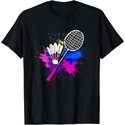 Divertenti   Magliette Giocatore di Badminton T-Shirt Colorata Volano Racchetta Donna Uomo Maglietta Casual Manica Corta Magliette