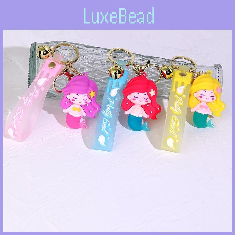Cute Mermaid Silicone Keychain Pendant For Students And Couples Cartoon Style Red/purple/yellow