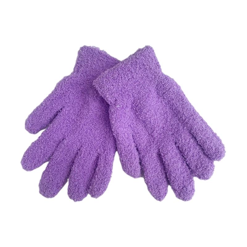 Winter Warm Gloves Stretchy Mittens Adult Coral Velvet Solid Color Full Finger Gloves Skiing Gloves for Cold Weather