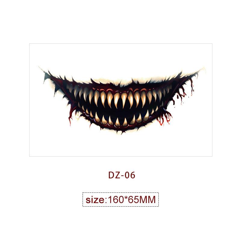 Halloween Mouth Tattoo Scary Clown Face Stickers Creepy Temporary Tattoos Waterproof Party Makeup Costume Props