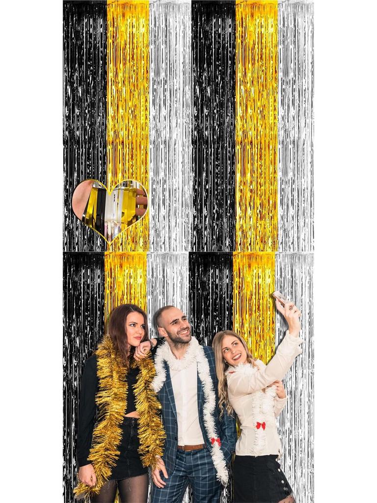 Silk Tassel Door Curtain: Black, Gold & Silver Decoration for Parties, Events & Photos