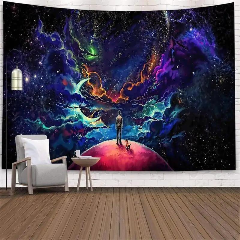 VIKAMA Interstellar Walk Tapestry Dreamy CosmicStyle Decorative Backdrop For Bedroom Headboards Room Decoration