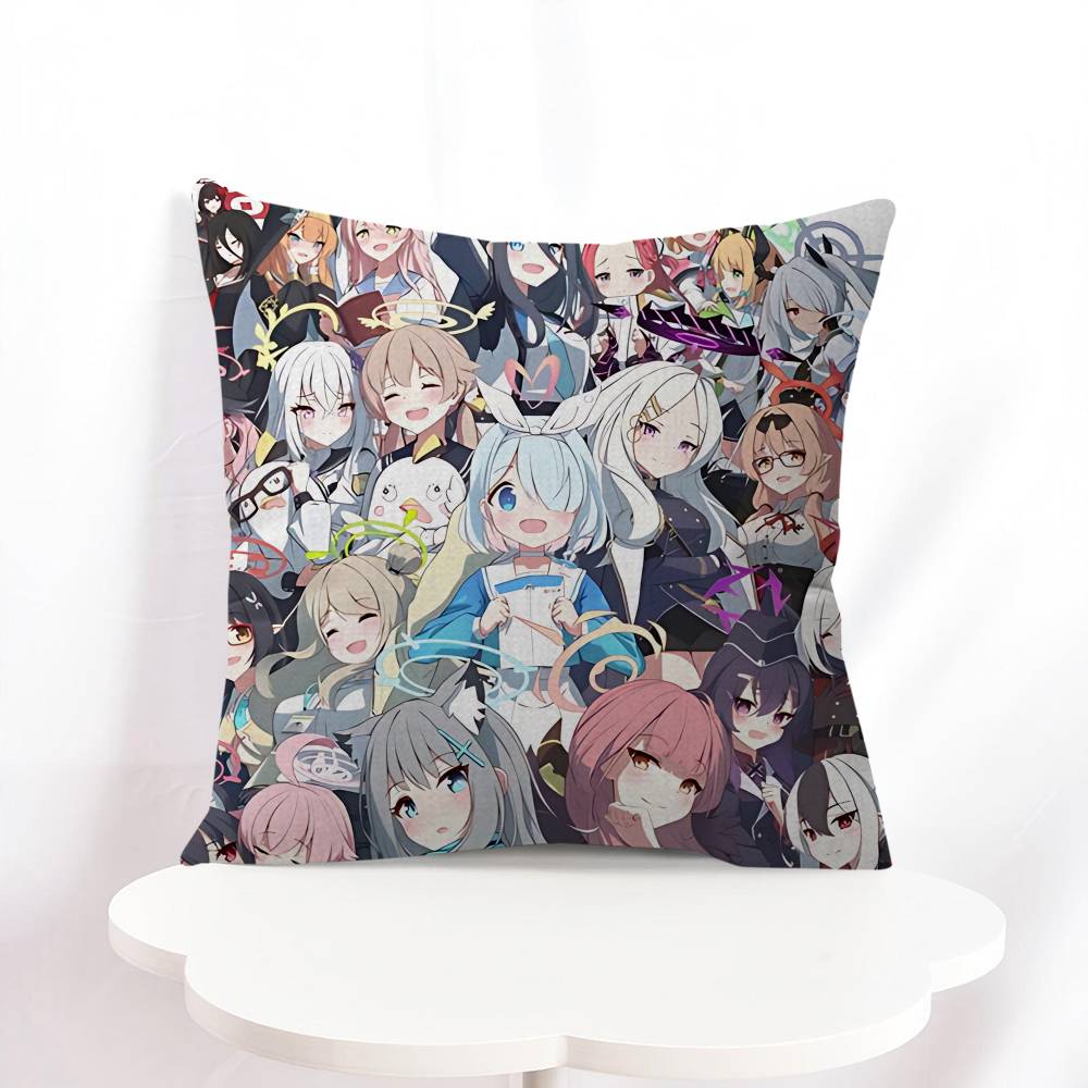 B-blue Archive Anime Throw Pillow Cover 45x45cm Soft Cozy Cotton Outdoor Decorative Pillowcase Covers With Zipper For Couch