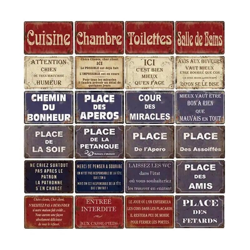 

Ретро Place Des Aperos металлическая табличка, винтажная металлическая жестяная вывеска в стиле ретро, ​​паб, клуб, декор для стен, живопись по металлу, декоративная настенная художественная тарелка
