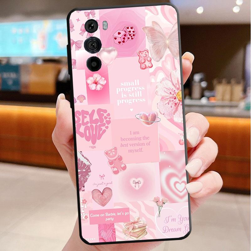 Phone Case For Motorola Edge 50 40 Pro 60 50 40 30 Ultra Neo Fusion Moto G Play G Stylus G Power G Pink Aesthtic