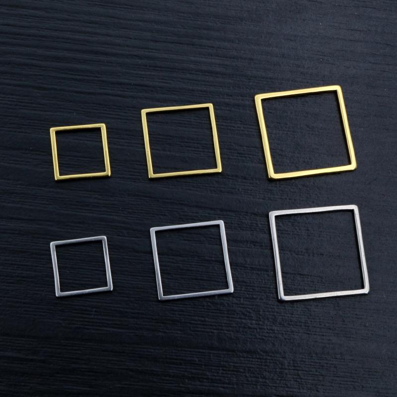 20pcs Stainless Steel Hollow Square Frame Pendant Charms Open Pressed Resin Frame Mold Bezel DIY Jewelry Making Accessories