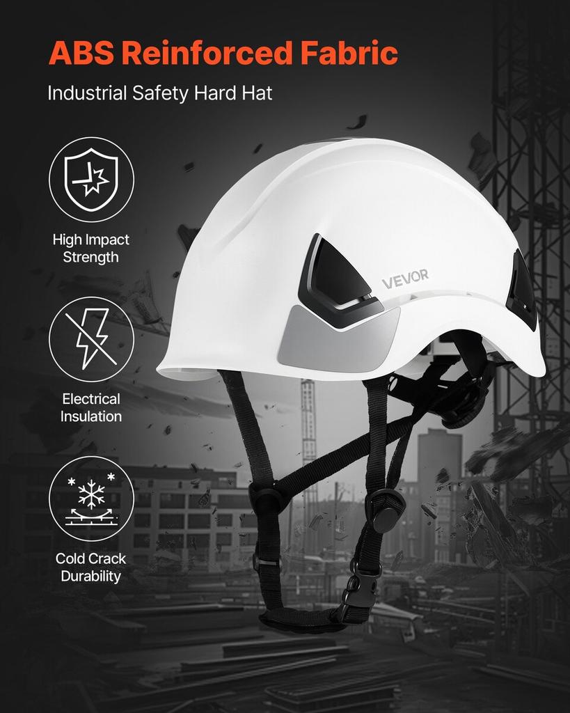 Safety Helmet, ANSI/ISEA Z89.1 Approved ABS Safety Hard Hat with 6-Point Ratchet Suspension, Adjustable Vented Hardhat for Men Women Adults, for
