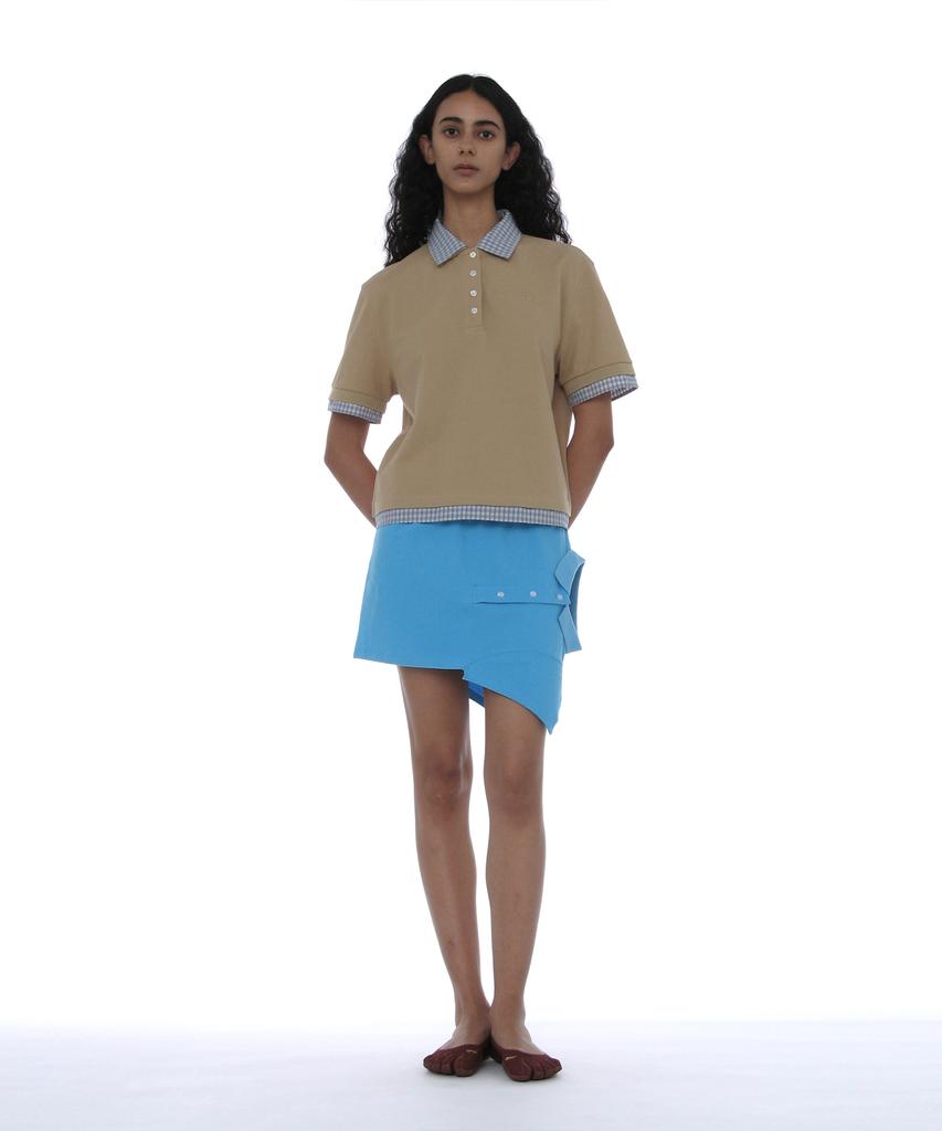 PARTIMENTO WOMEN Double Layered Polo Tee_Beige