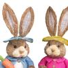 1 Pair Artificial Woven Figures Animal Model Sculpture Standing Statue Doll for Office Easter