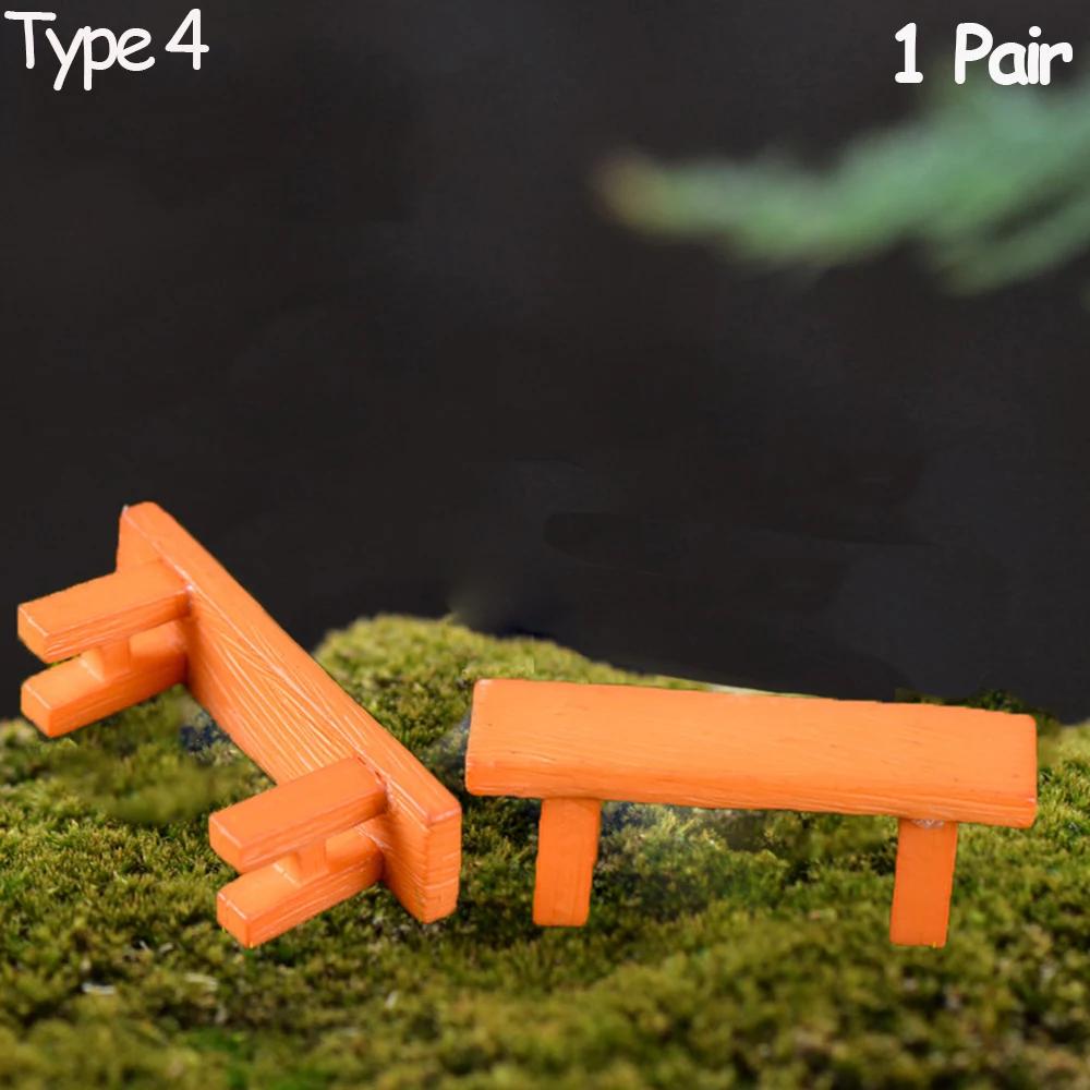 1Pair Miniature Park Seat Miniature Bench Chair Figurine DollHouse Furniture Accessories Bonsai Home Decor Fairy Garden Ornament
