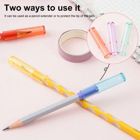 30Pcs/Set Pencil Cover Assorted Colors Clear Vent Hole Heavy Duty Mini Protective Plastic Kids Wooden Pencil Extender School Supplies