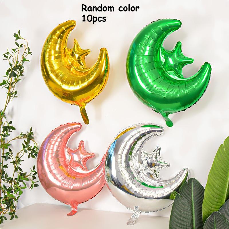 10/5pcs 22 inch Star Moon Integrated Aluminum Film Party Balloon, Decorated with Connected Star Moon Balloons, For decorating