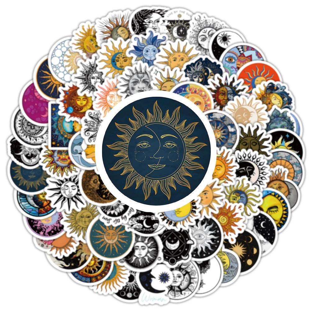 10/30/50/100pcs Gothic Sun Moon Face Art Graffiti Stickers Aesthetic Waterproof Decals Toy Car Laptop Phone Retro Sticker