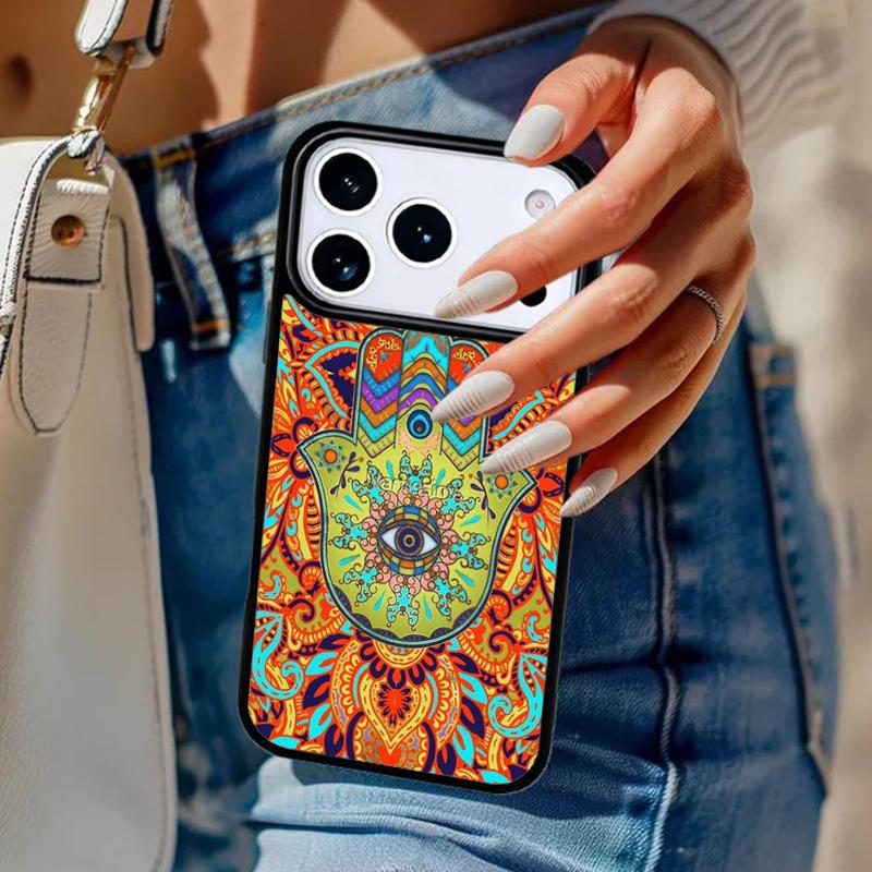 Hamsa Hand Amulet Psychedelic Phone Case For iPhone 17 Air 14 15 13 12 Max Cover For Apple 14 15 16 16e 11 Pro Max Plus
