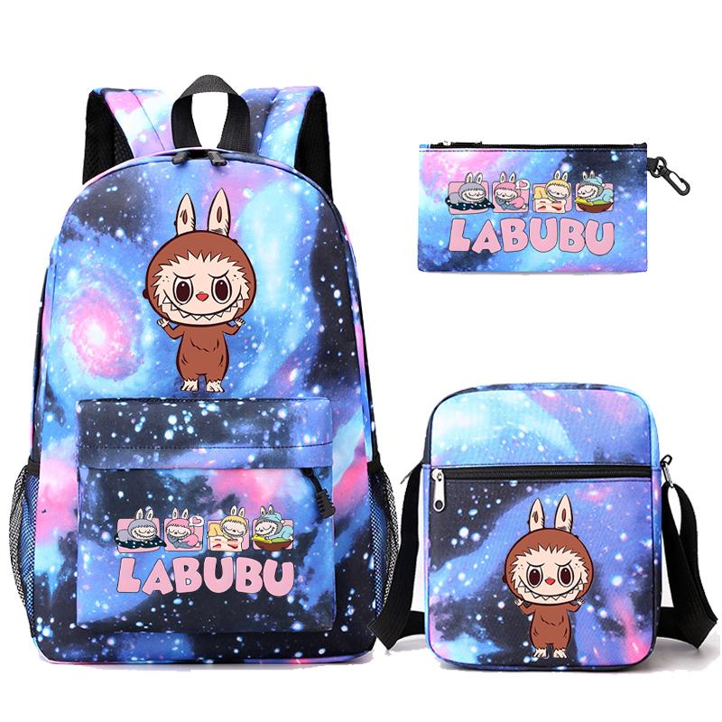3Pcs/set Cute Printed Backpack with Shoulder Bag Pencil Case Student Girl Boy Schoolbag Large Capacity Bookbag Travel Bag